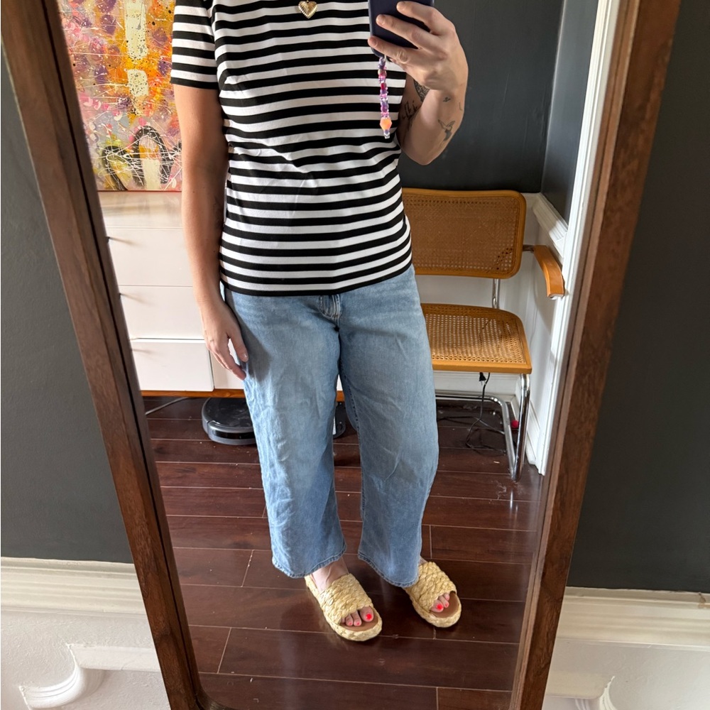 Michael Kors Black and White Striped Top